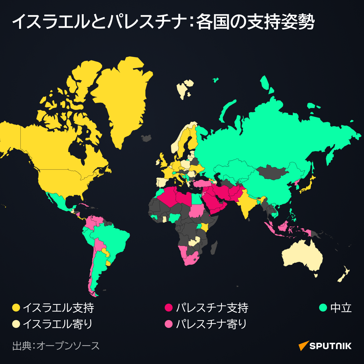 イスラエルとパレスチナ：各国の支持姿勢 - Sputnik 日本