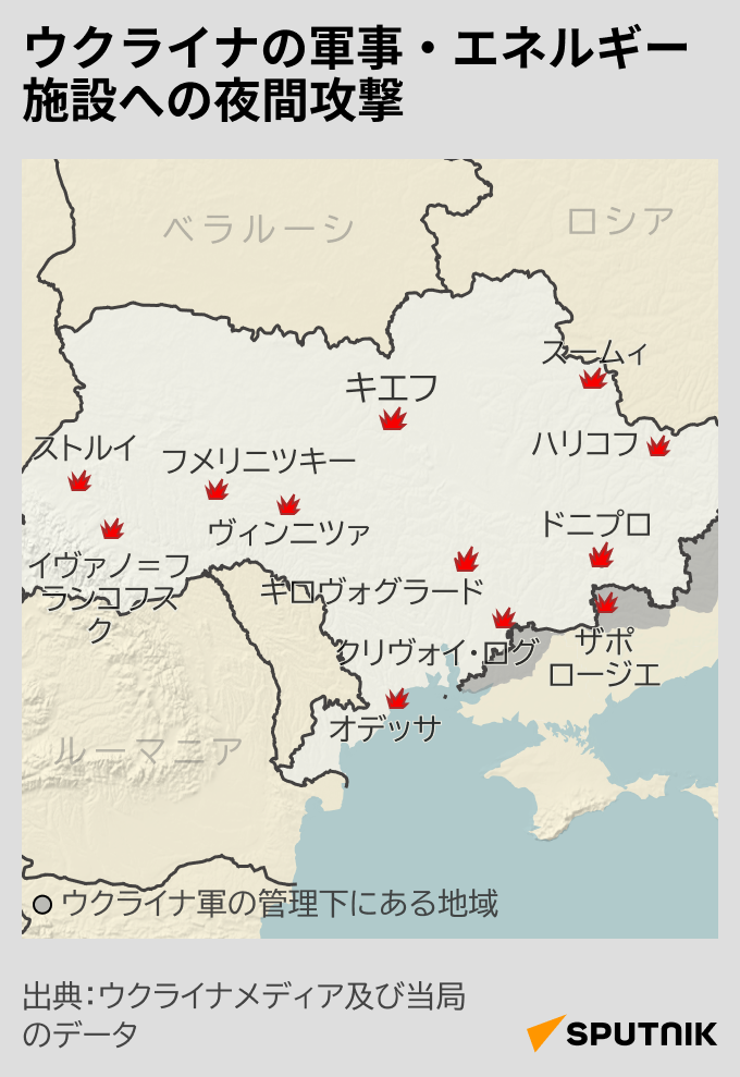 ウクライナの軍事・エネルギー施設への夜間攻撃 - Sputnik 日本