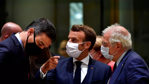 西ペドロ・サンチェス首相、仏エマニュエル・マクロン大統領、 ジョセップ・ボレル欧州連合（EU）外務・安全保障政策上級代表 - Sputnik 日本