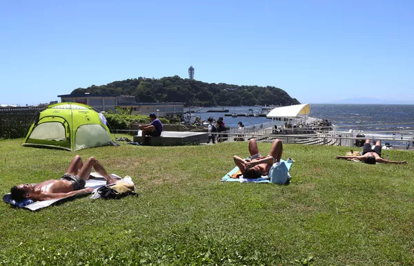 8月11日、神奈川県藤沢市の湘南海岸で日光浴を楽しむ人々 8月11日、神奈川県藤沢市の湘南海岸で日光浴を楽しむ人々 - Sputnik 日本