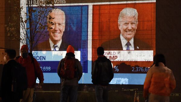 Экран с результатами выборов в Вашингтоне, США - Sputnik 日本