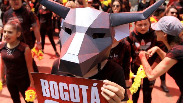 コロンビアの首都ボゴタで行われた闘牛に反対する抗議デモ（2020年2月） - Sputnik 日本
