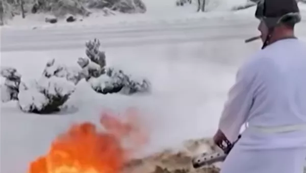 火炎放射器で除雪