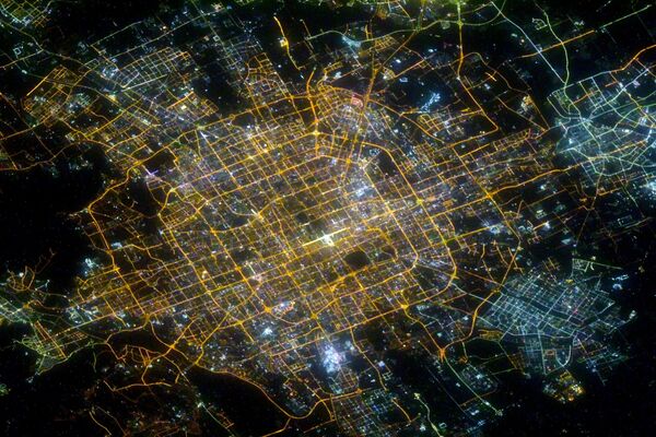中国・北京の夜景（撮影：セルゲイ・クド・スベルチコフ宇宙飛行士） - Sputnik 日本