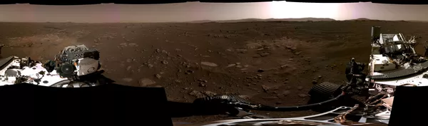 NASAの火星探査機「パーサヴィアランス」に搭載されたナビゲーションカメラが撮影したパノラマ写真
