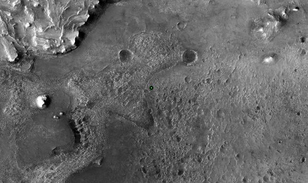 NASAの火星探査機「マーズ・リコネッサンス・オービター（MRO）」搭載の超高解像度カメラ「HiRISE」が撮影した「パーサヴィアランス」の着陸場所 - Sputnik 日本