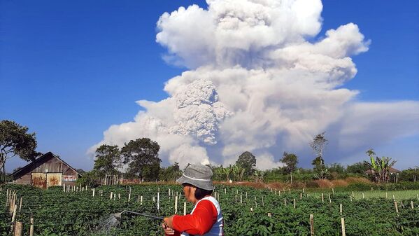 2日に噴火したインドネシア・スマトラ島のシナブン山 - Sputnik 日本