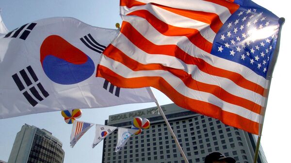 米国と韓国の旗 - Sputnik 日本