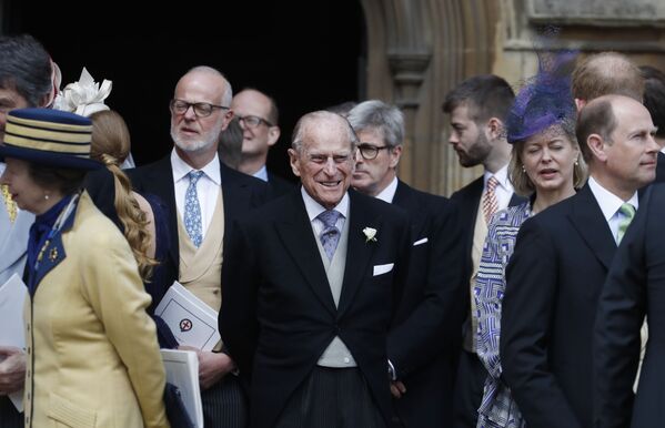 ウィンザー城内のセント・ジョージ礼拝堂で行われたレディ・ガブリエラ・ウィンザーとトーマス・キングストン氏の結婚式に出席したフィリップ殿下（2019年5月18日） - Sputnik 日本