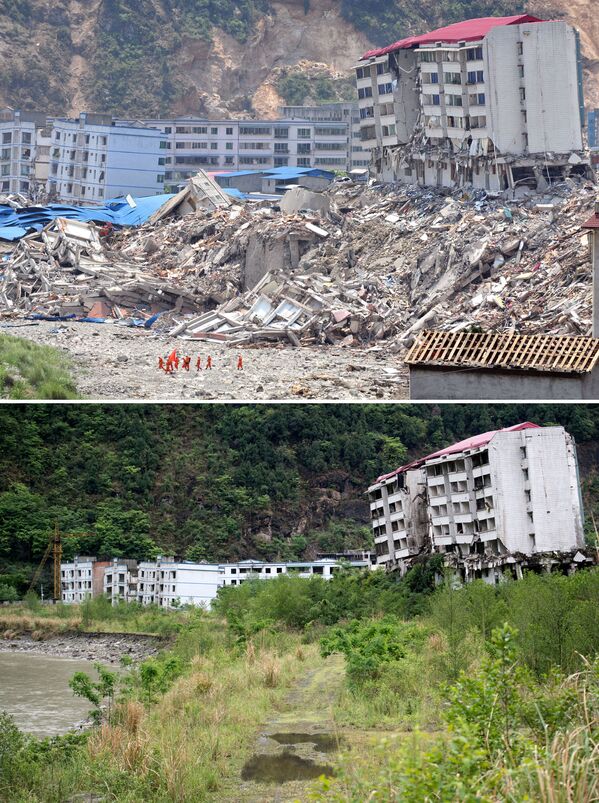 地震の被害に遭った四川省北川県の、当時の様子と2018年の比較画像 - Sputnik 日本