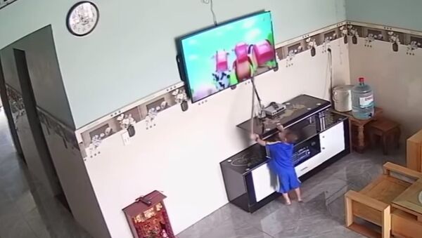 Little Boy Breaks Television With Stick  - Sputnik 日本