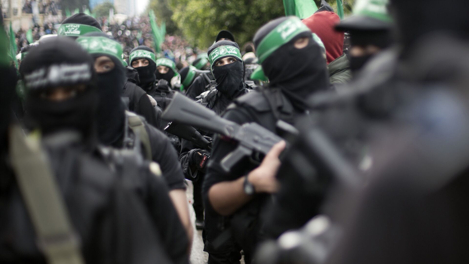 Члены палестинской группировки Хамас на митинге - Sputnik 日本, 1920, 21.05.2021