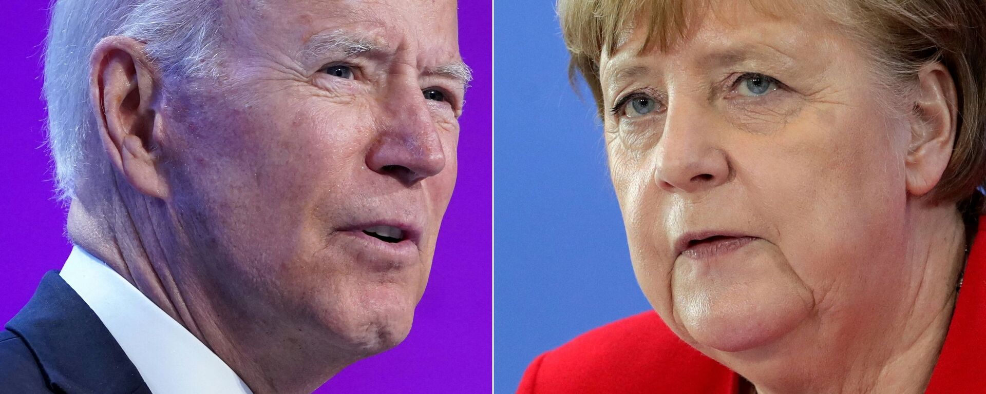 This combination of pictures created on July 14, 2021 shows US President Joe Biden in Washington, DC on July 2, 2021 and German Chancellor Angela Merkel in Berlin on May 6, 2020. - US President Joe Biden will participate in a bilateral meeting with Dr. Angela Merkel, Chancellor of the Federal Republic of Germany on July 15 in Washington DC, this visit will affirm the deep and enduring bilateral ties between the United States and Germany. - Sputnik 日本, 1920, 31.10.2021
