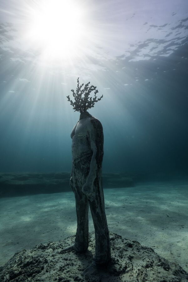 キプロスのアヤ・ナパ沖の海底にオープンした彫刻美術館「MUSAN」を探索するダイバー - Sputnik 日本