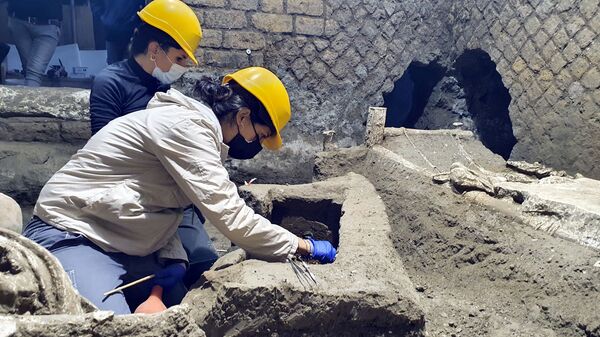 Археологи в обнаруженной комнате рабов на римской вилле в Помпеях - Sputnik 日本