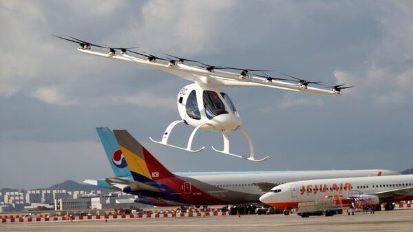 Дрон-такис Volocopter 2X в аэропорту Gimpo, Сеул, Южная Корея - Sputnik 日本