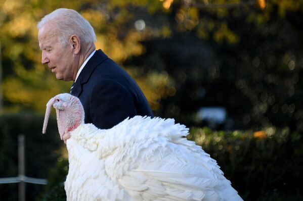 ホワイトハウスのローズガーデンで、七面鳥に恩赦を与えるジョー・バイデン大統領（米ワシントンD.C.、19日） - Sputnik 日本