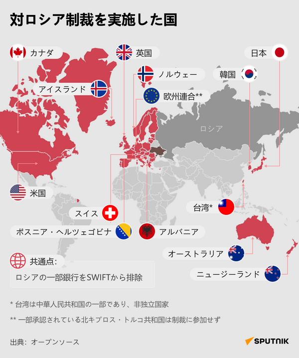 Инфографика 対ロシア制裁を実施した国 - Sputnik 日本