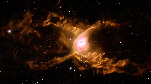 いて座にある惑星状星雲「NGC 6537」。赤い蜘蛛星雲とも呼ばれる。中央にある高温の恒星が吹き出す風によって、高さ1000億キロメートルの高さの波が発生している - Sputnik 日本