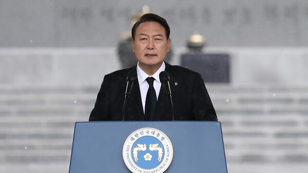 ソウルで行われた式典でスピーチする韓国の尹錫悦（ユン・ソクヨル）大統領 - Sputnik 日本