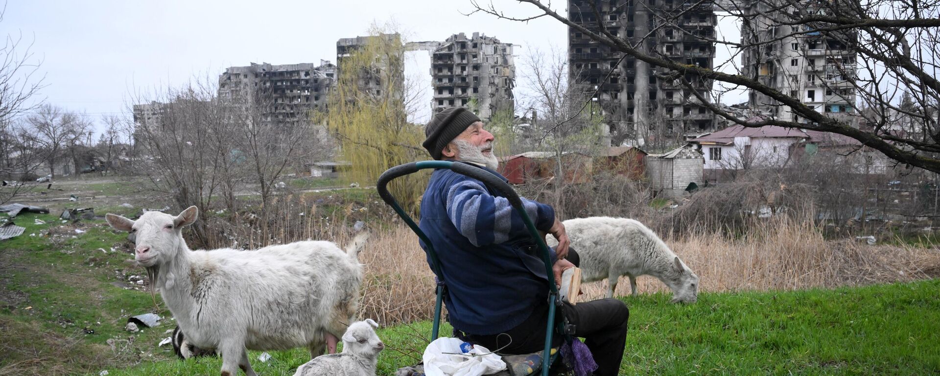 マリウポリ郊外でヤギを飼う地元民 - Sputnik 日本, 1920, 05.07.2022