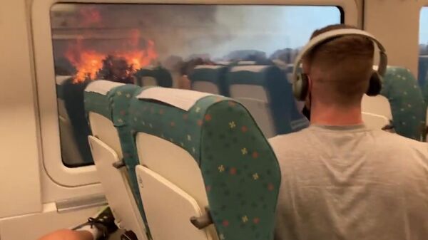 スペイン襲う熱波　森林火災のすぐそばを列車が通過 - Sputnik 日本
