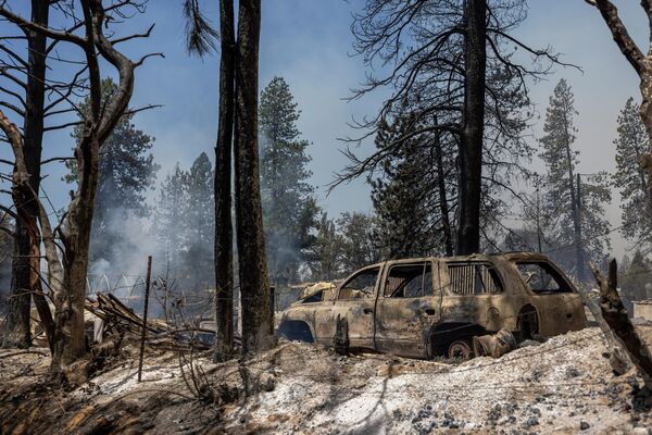 森林火災によって焼失した車両（カリフォルニア州・マリポサ郡、22日） - Sputnik 日本