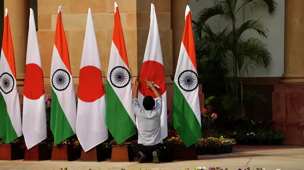 インドと日本の国旗。アーカイブ写真 - Sputnik 日本