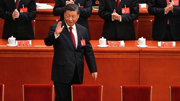 Председатель КНР Си Цзиньпин на открытии XX съезда Компартии Китая в Пекине  - Sputnik 日本
