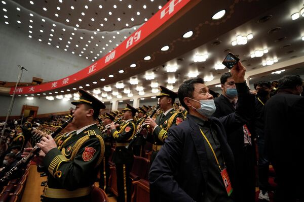 開幕式前にリハーサルを行う軍楽隊（中国・北京、16日） - Sputnik 日本