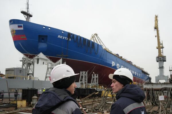 バルティック造船所で行われた22220型原子力砕氷船「ヤクーチア」の進水式（ロシア・サンクトペテルブルク、22日） - Sputnik 日本