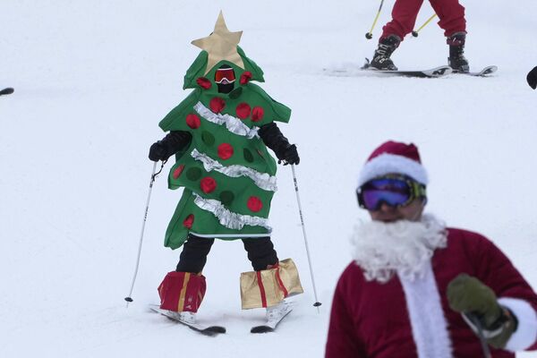 1. ツリーに扮したスキー客。南アのスキー・リゾート「サンデー・リヴァー」での慈善イベントで。 - Sputnik 日本