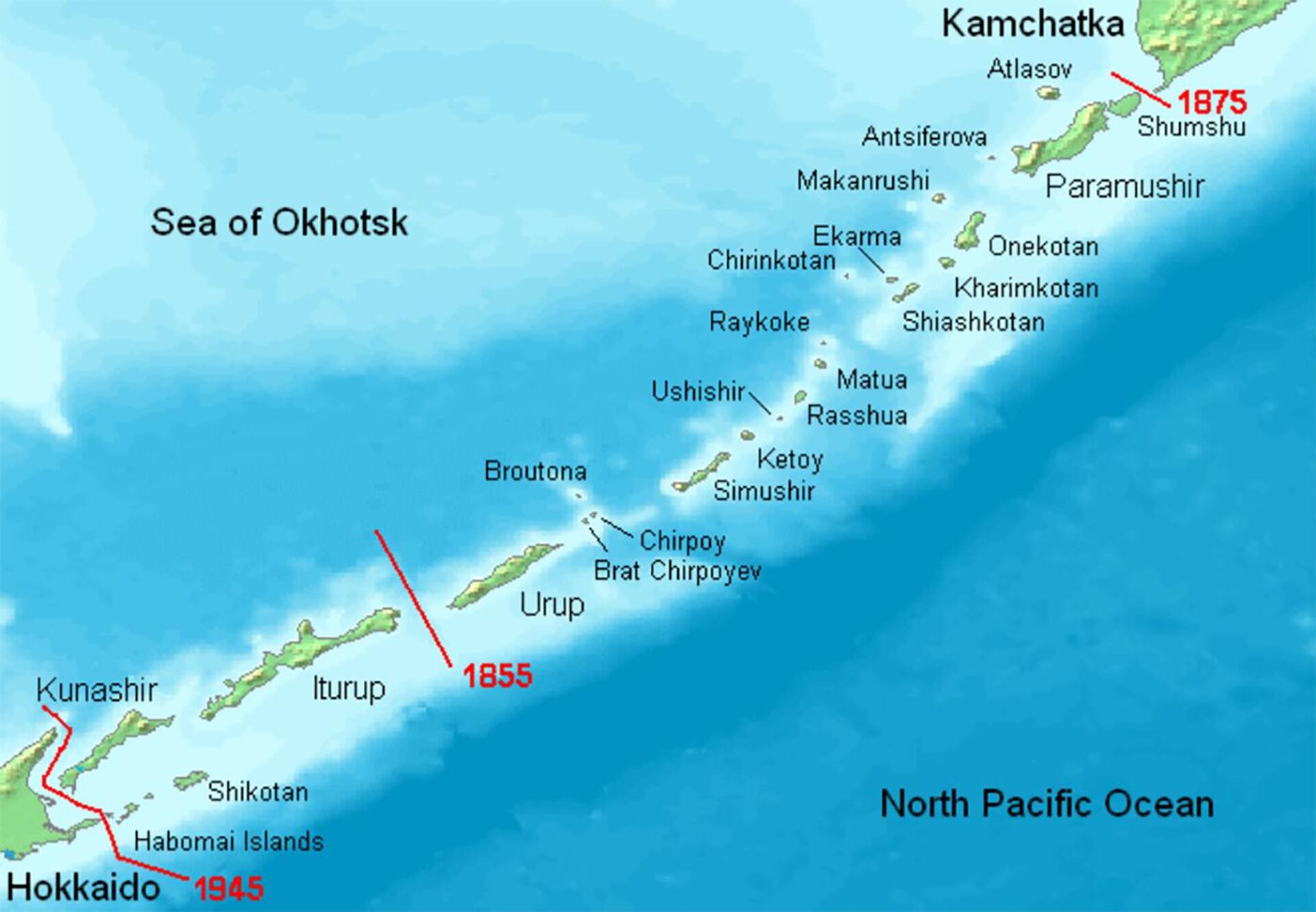 Карта Курильских островов с изменениями границ по годам   - Sputnik 日本, 1920, 07.02.2023