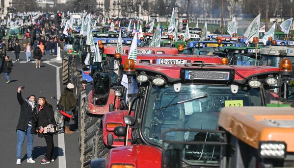 多数の殺虫剤を禁止する政府の環境対策に抗議するため、トラクターで集まった農業生産者ら（フランス・パリ、8日） - Sputnik 日本