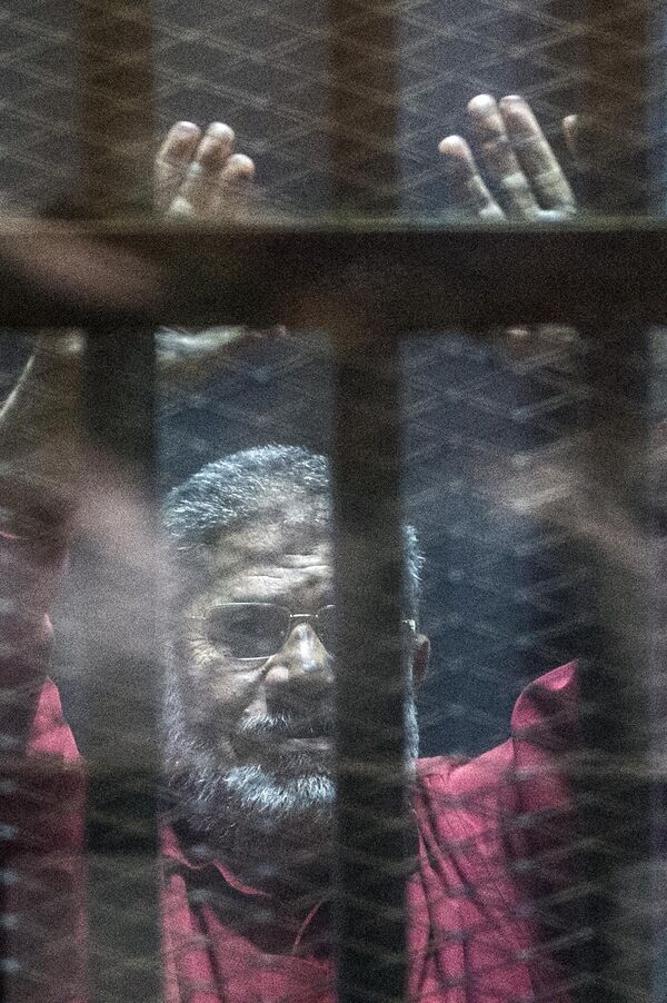 ムハンマド・ムルシー元エジプト大統領2013年のクーデターで追放されたムルシー氏は、支持者を扇動し、反対派のデモ隊を殺害させたなどの罪で裁判にかけられ、45年以上の禁錮刑が言い渡されていた。2019年、カイロの裁判所で倒れ死去 - Sputnik 日本