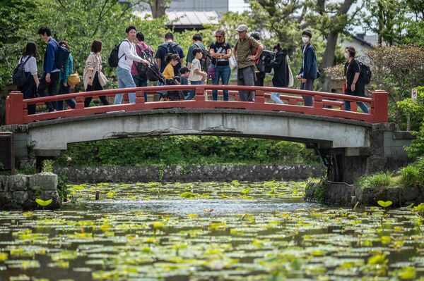 鶴岡八幡宮で橋を渡る人々（神奈川県鎌倉市、3日） - Sputnik 日本