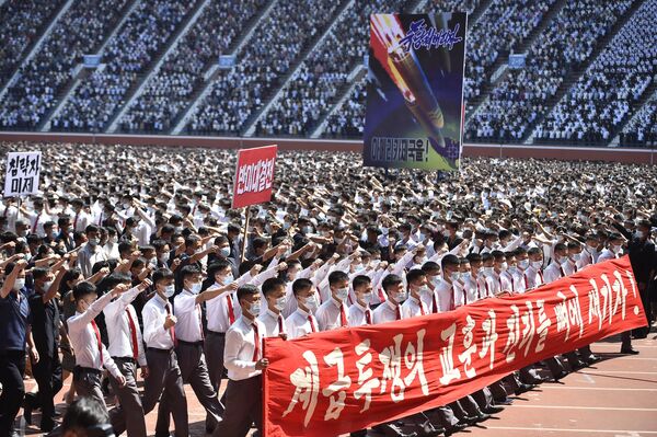朝鮮戦争勃発から73周年、「6.25米帝反対闘争の日」を記念して行われた大規模集会（北朝鮮・平壌、25日） - Sputnik 日本