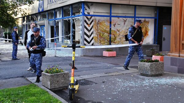 無力化されたドローンが墜落した現場（24日、モスクワ市コムソモリスキー大通り） - Sputnik 日本