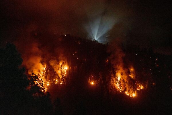 バランコ・デル・フラド渓谷で発生した森林火災（スペイン・カナリア諸島ラパルマ島） - Sputnik 日本