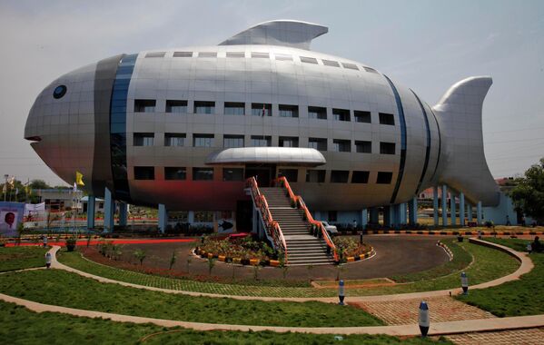 魚の形をしたインド国家漁業開発協議会の建物（インド・ハイデラバード） - Sputnik 日本