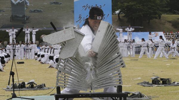 韓国軍、石のプレートを素手で割る特務隊員 - Sputnik 日本