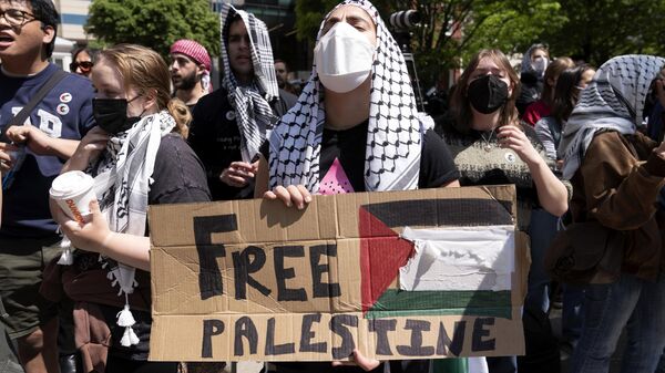 米大学でのパレスチナ支援デモ - Sputnik 日本