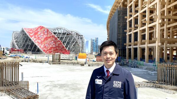 建設中の万博会場と吉村知事 - Sputnik 日本