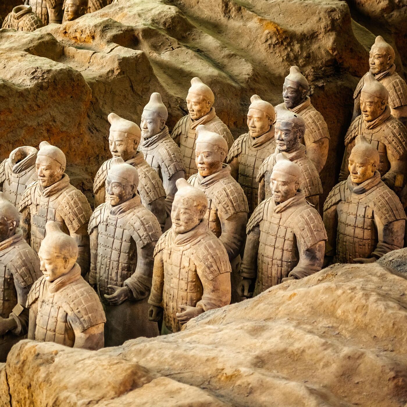 兵馬俑の置物、西安中国の彫像、秦王朝の彫刻、兵馬俑の像、中国の