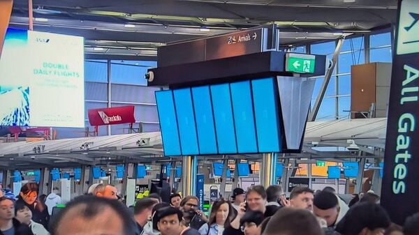 ブルースクリーンになった空港の電光掲示板 - Sputnik 日本