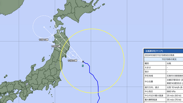 台風5号、12日に東北地方に上陸・横断の見込み　記録的大雨のおそれ - Sputnik 日本