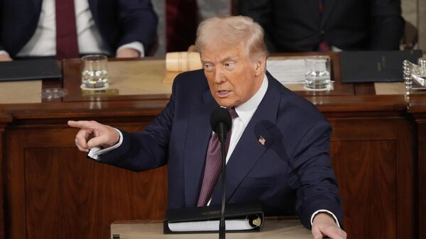 US President Donald Trump addresses a joint session of Congress at the Capitol in Washington, Tuesday, March 4, 2025.  - Sputnik 日本