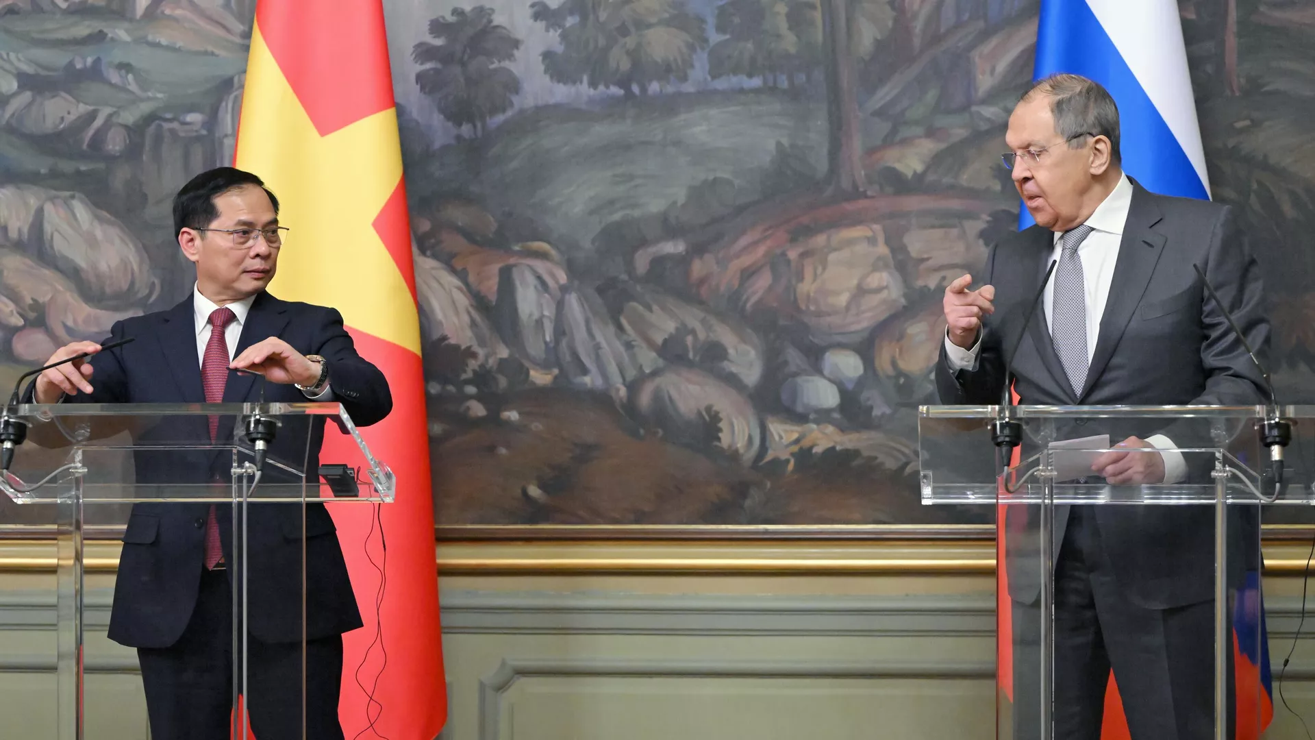 ロシアのラブロフ外相とベトナムのブイ・タイン・ソン外相