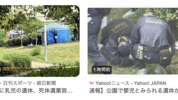 【公園で乳児とみられる遺体見つかる 0～3歳くらいで性別不明 大阪】 - Sputnik 日本