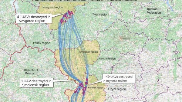【露国防省、プーチン大統領公邸を攻撃しようとしたドローンの飛行ルートを公開】 - Sputnik 日本
